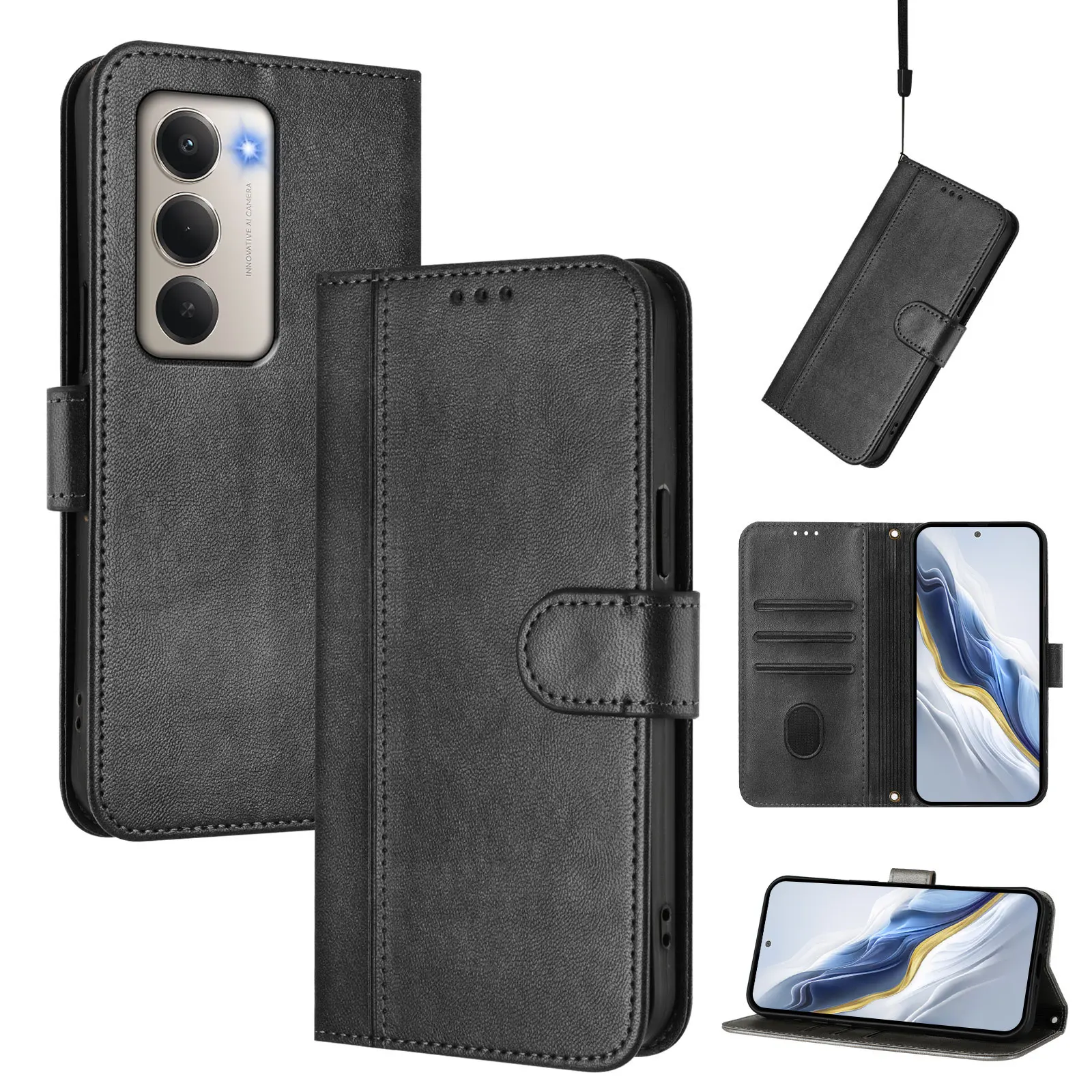 Luxury Vintage Magnetic Flip Leather Wallet Case with Card Slots