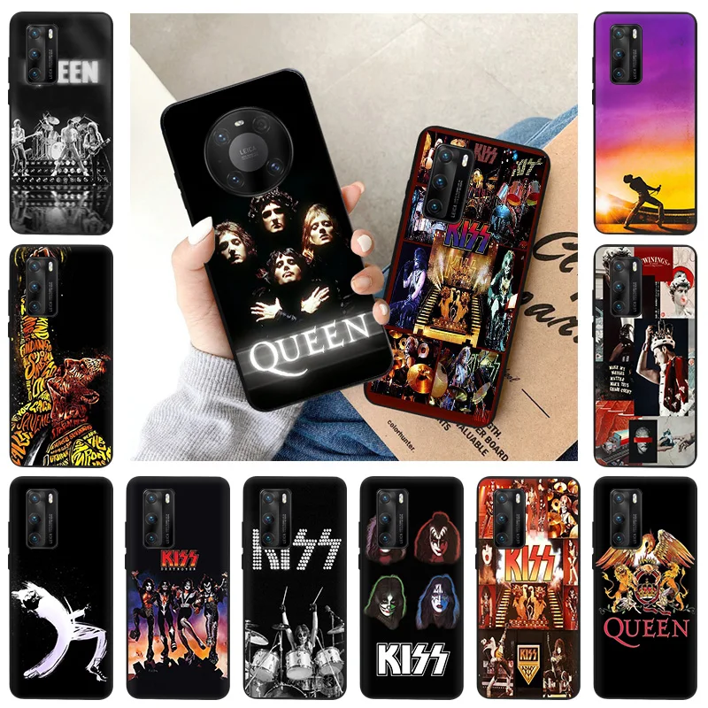 Silicone Black Phone Case for Huawei P50 Pro P40 Lite E P30 P20 P10 P-Smart Z 2021 Y6 Y9 Y7 2019 Kiss Rock QUEEN Fundas Capa | Мобильные