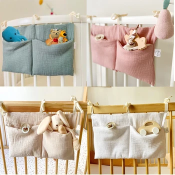 Organizzatore per culla Lettino Caddy Borsa portaoggetti per letto 2 tasche Comodino Appeso Pannolini Nursery Giocattoli Borsa Pannolini Passeggino Organizzare