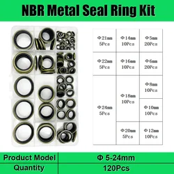 High-Pressure Hydraulic Bonded Washer Metal Drain Plug Sealing Ring (120PCS M5-M24)