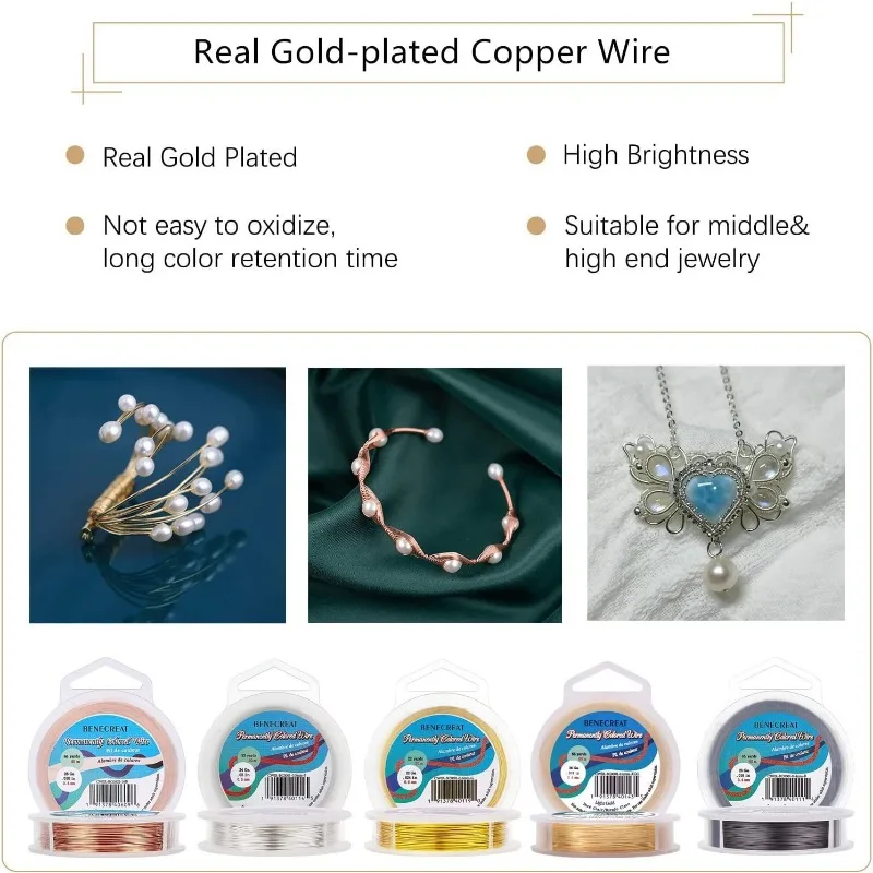 2 Rolls 20-Gauge Tarnish Resistant Silver/Gold Coil Wire 66-Feet/22-Yard in Total