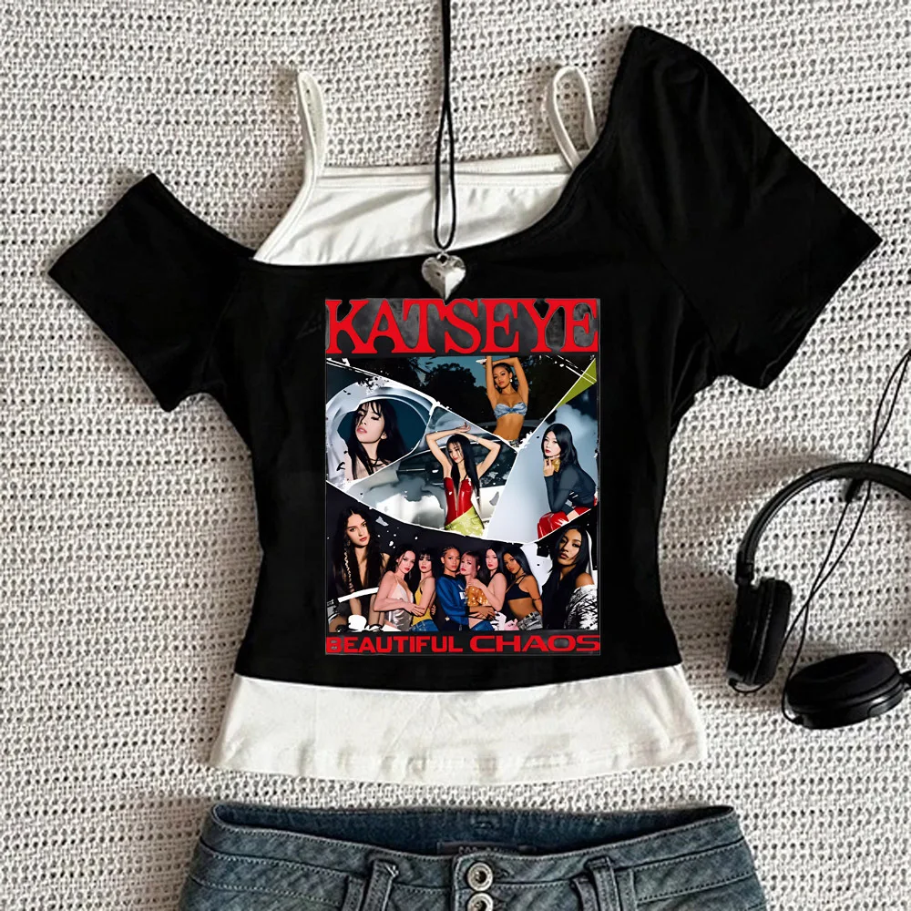 Katseye cropped top shoujo gothic funny graphic clearance sales 2000s tshirt kawaii cute meme baddie streetwear