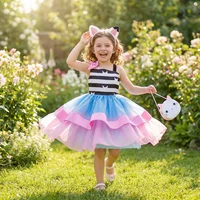 Costume de chat de dessin animé arc-en-ciel pour filles, tenue Tutu de princesse pour enfants, tenue de fête d'anniversaire, Halloween, carnaval 5