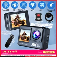 5K 4K60FPS Action Camera 50MP 2" Touch Dual Screen 5X Zoom Wi-Fi EIS 170° DVR Webcam Wireless Mic 30M Waterproof Sport Camera 1