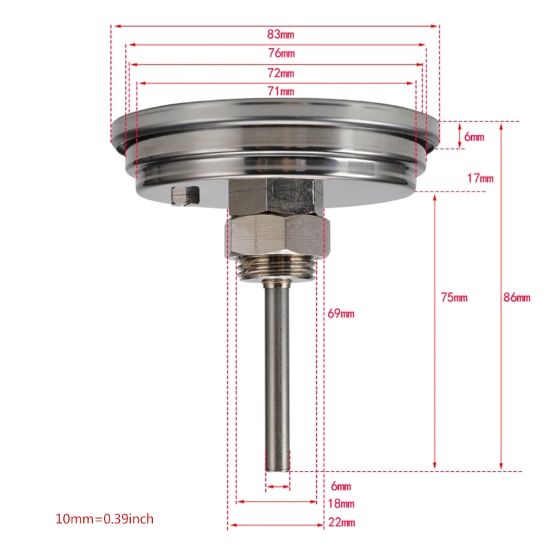 BBQ Smoker Thermometer Analog Temperature Gauge for Charcoal Grill Pit Barbeque Smoker Analog Bimetal Hood Lid TempGauge 94PD