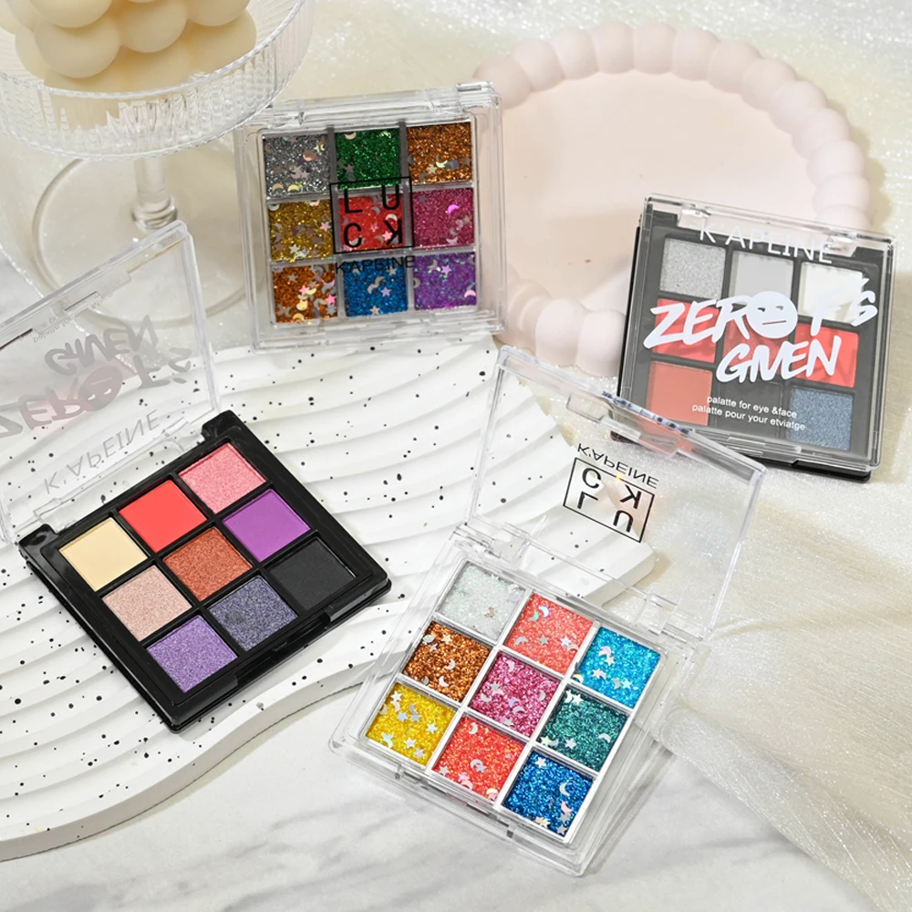 9 Colors Glitter Sequin Eyeshadow Palette Christmas Halloween Cool Goth Red Black Matte Eyeshadow Palette Korean Cosmetics