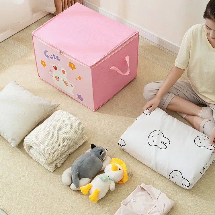 Description Picture 6 of itemFolding Storage Basket Linen Storage Fabric Wardrobe Office Bedroom Closet Toys Laundry Basket With Handle Storage Organizer new