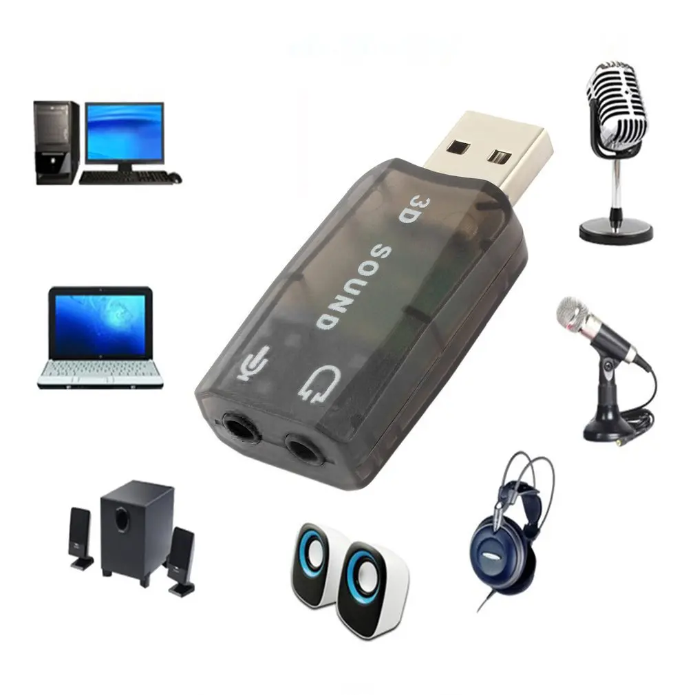 

Новая звуковая карта для наушников 3D USB Аудио Внешний адаптер для ноутбука ПК Micro Data интерфейс микрофона динамика разъем 3,5 мм