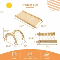 5 in 1 Pikler Triangle Set Wooden Montessori Climbing Set Inside Foldable with Ladder Ramp Arch Rocker and Slide Climbing Toys 2