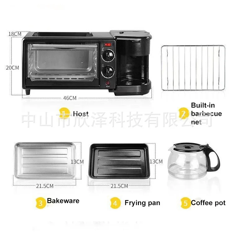 3-in-1 Breakfast Machine Baking Timer Function Home Automatic Toaster Sandwich Maker 5