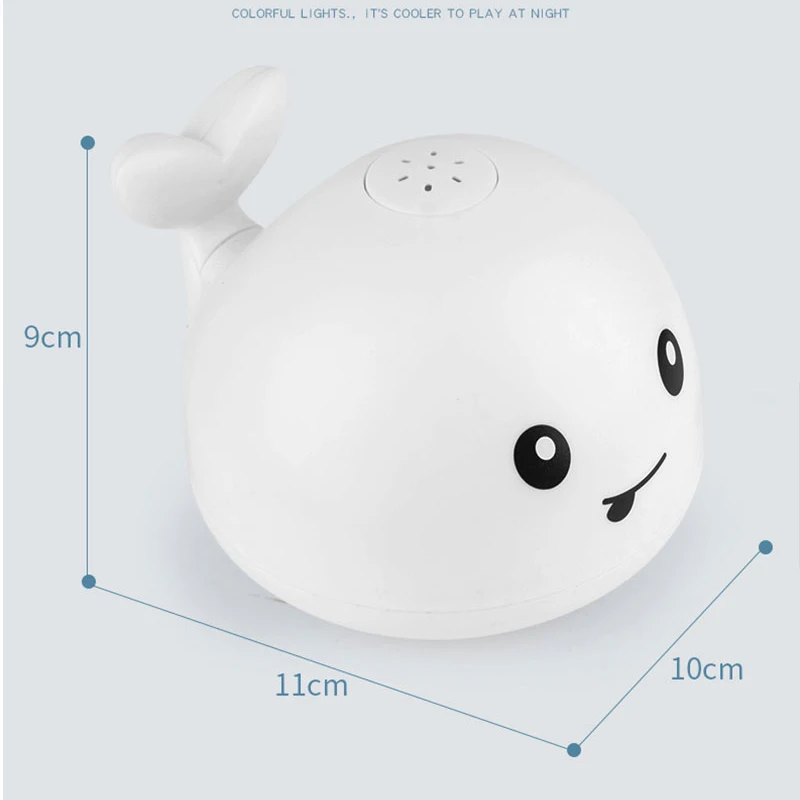 Baby bathroom flashlight water jet whale electric toy Water reaction flash Kid bathing rechargeable toy is not easy to water toy 3