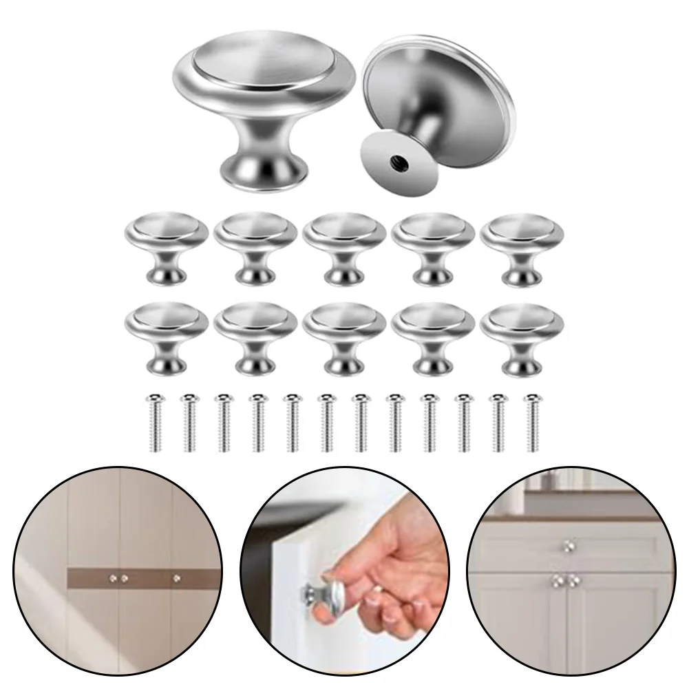 Description Picture 3 of item12pcs Furniture Knobs Cabinet Handles Stainless Steel Drawer Hand Pulls Knob Round Shaped Replacement Furniture DIY Door Hardwar