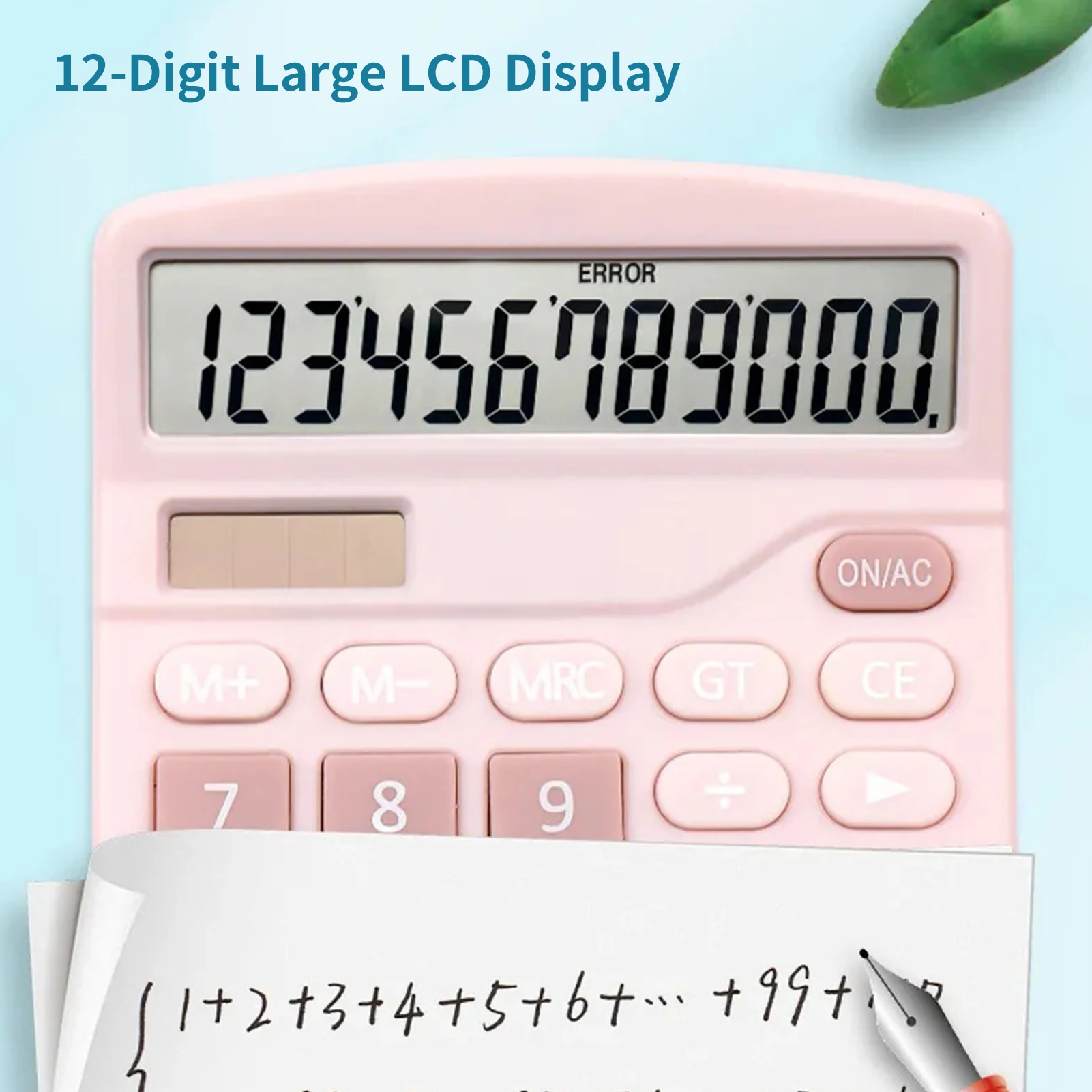 Calculator Standard Function Calculator with 12-Digit Large LCD Display Solar Battery Dual Power for Home Basic Office