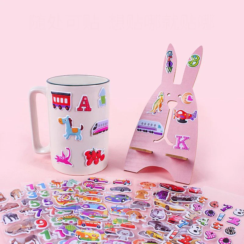 Kids Stickers Different Sheets 3D Puffy Bulk Stickers for Girl Boy Birthday Gift Scrapbooking Teachers Animals Cartoon 10Pcs cartoon stickers