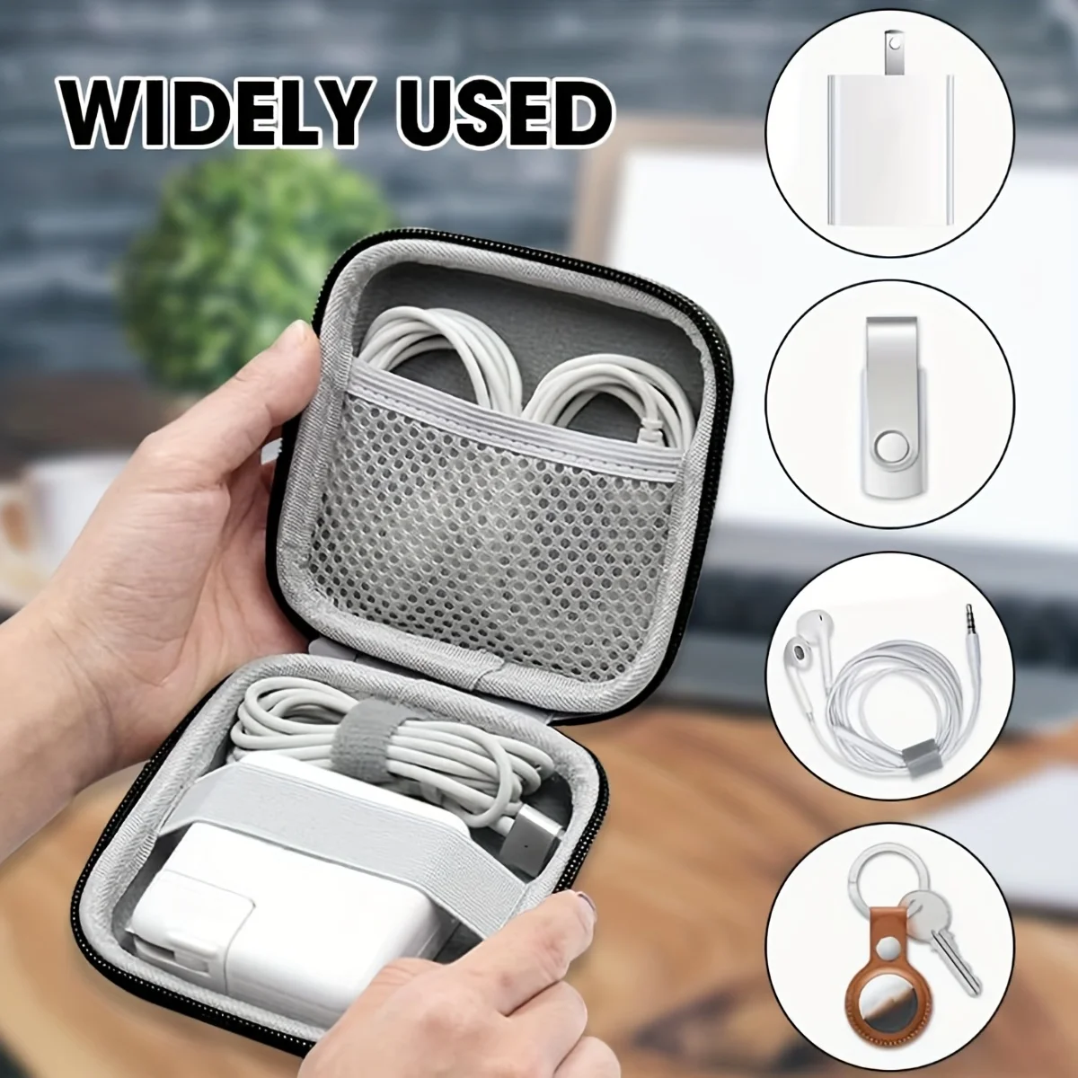 Durable EVA Charger Case - Compact Protective Cover with Mesh Pocket