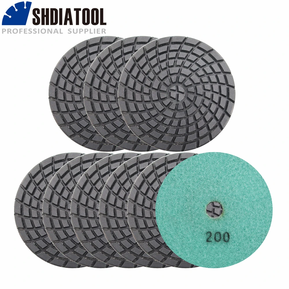 Diatool 9pcs 4inch Diamond Resin Bond Concrete Polishing Pads 200