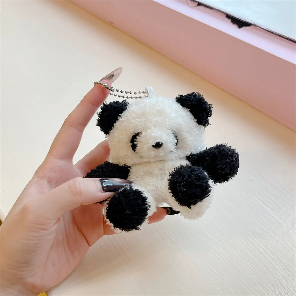 Adorable Fluffy Panda Protective Case for Earbuds - Soft, Warm, and Shockproof Cover
