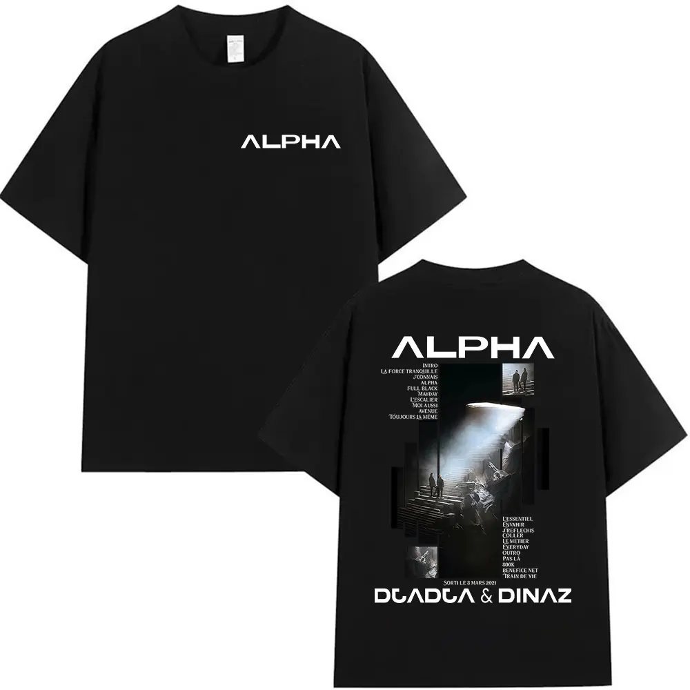Rapper Alpha Djadja & Dinaz Album 2026 Grafik-T-Shirts Herren Hip-Hop Gothic Kurzarm-T-Shirt Reine Baumwolle T-Shirt Streetwear