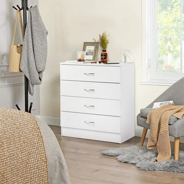 4抽抽屉柜 （2USB+2插座）床头柜 白色-19