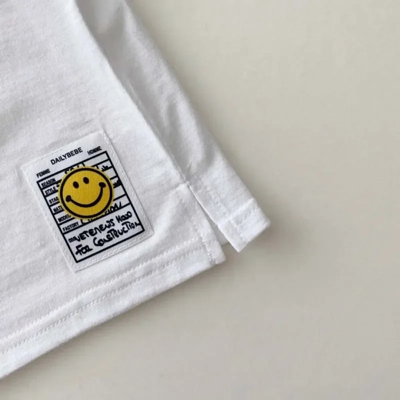 9297  Korean Ins Baby T Shirt Simple Smiling Face Casual T-shirt Autumn Boy's Bottoming Shirt 0-3Year Girl's 4