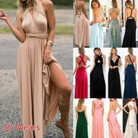 Fashion Multi-worn V-neck Vestidos De Fiesta Women Long Dress Sexy Strapped Lady Summer Maxi Dress - Image 2