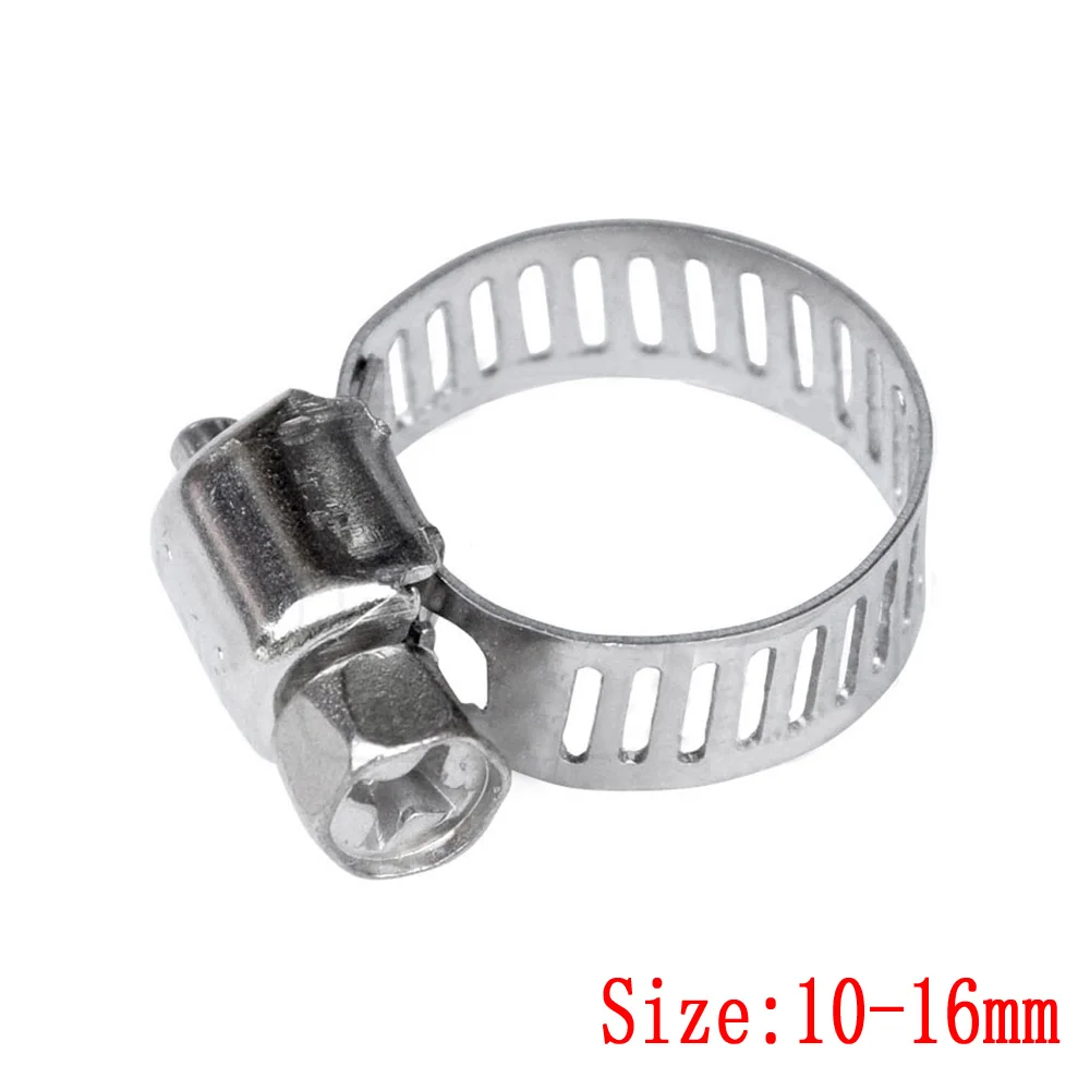 10Pcs 3/8"-5/8" Adjustable Stainless Steel Drive Hose Clamps Fuel Line Worm Clips Fastener Retainer Clamp Car Repair Accessories hose clamps