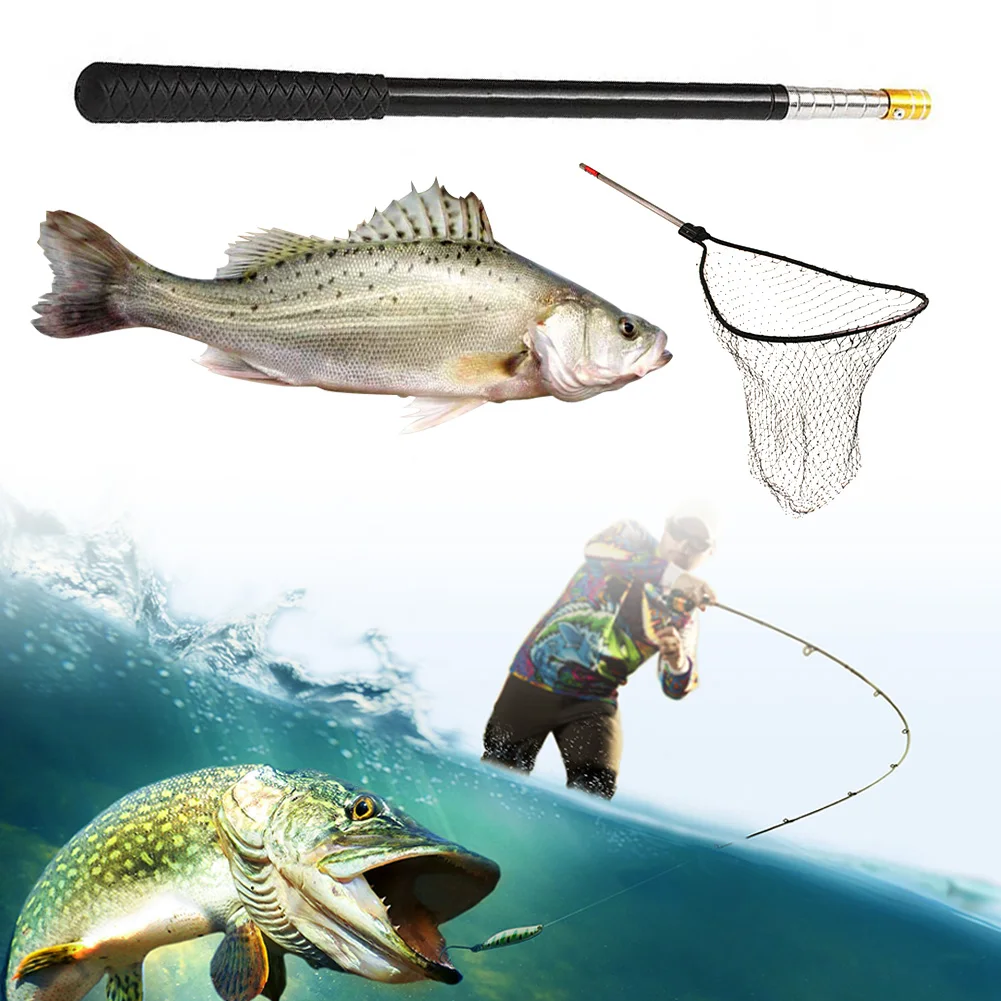 1.5M Retractable Fishing Landing Net Rod Stainless Steel Landing Net Pole Fishing Rod Pole Telescopic Landing Net Handle