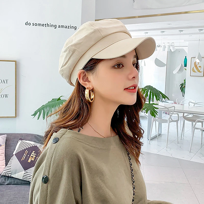 

Autumn Cotton Octagonal Beret Stylish Artist Painter Newsboy Caps Women British Retro Beret Ladies Casual Cap