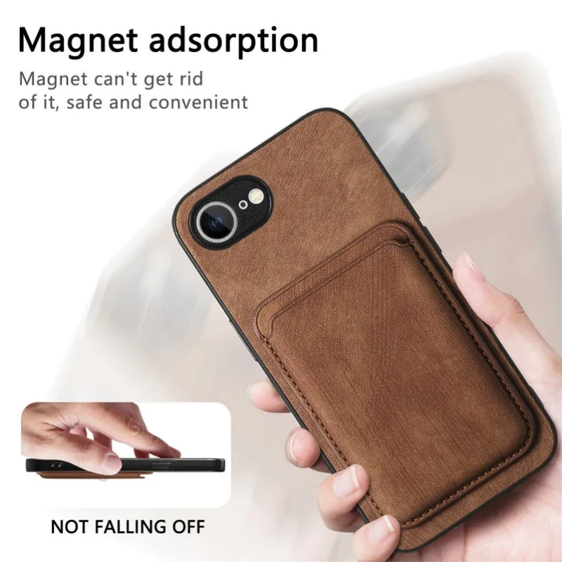 Magsafe Leather Wallet Case with Magnetic Card Pocket