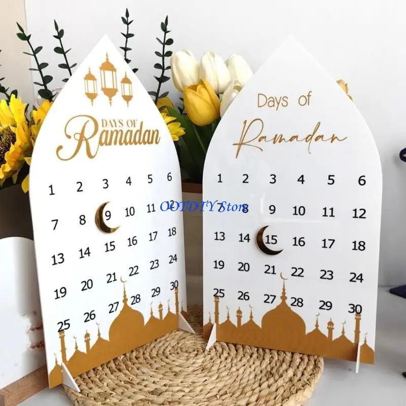 367A Calendario per il conto alla rovescia del Ramadan Display acrilico con regolazioni magnetiche della data della luna