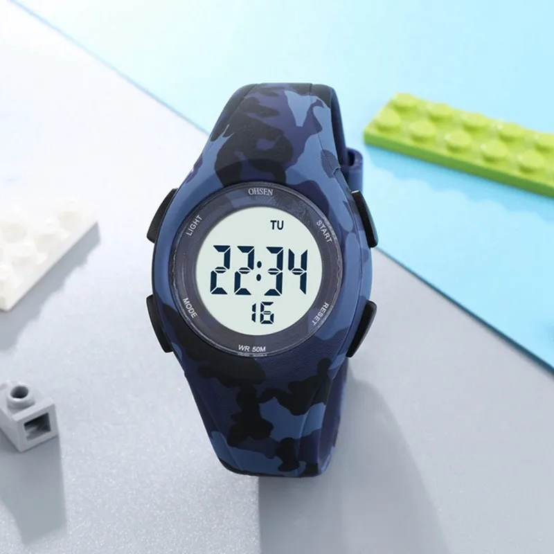 Kids Digital Watches Sports Camouflage Military Waterproof Led Wristwatch Alarm Stopwatch Electronic Student Children Watch 2