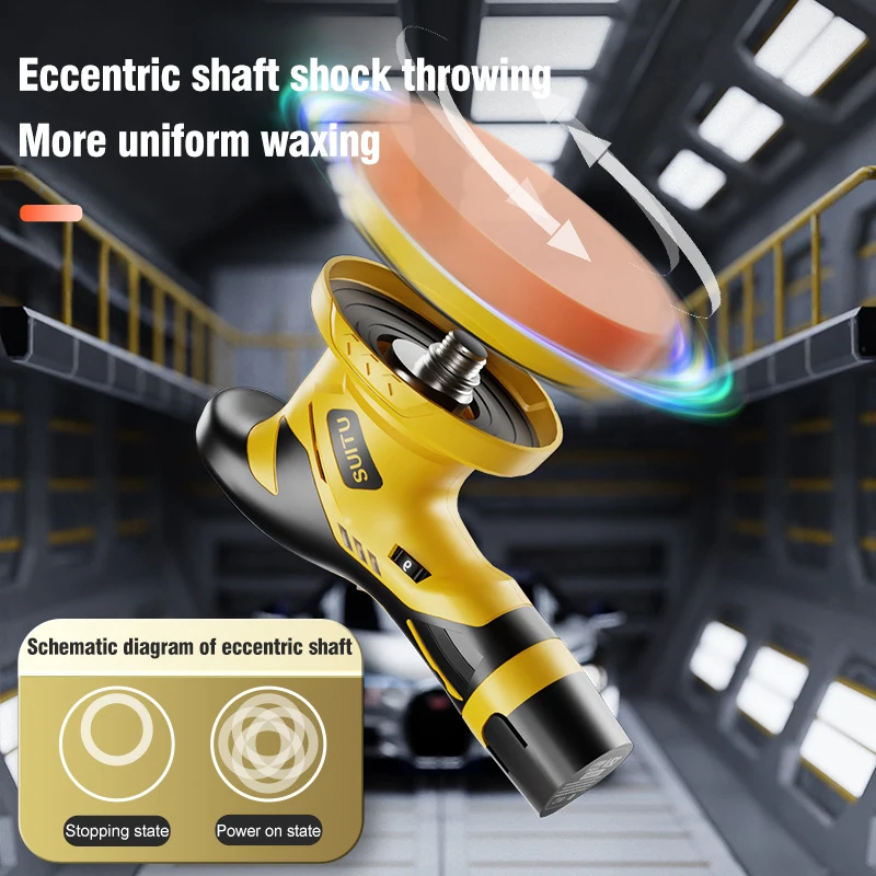 EAFC Cordless Car Polisher 12V Wireless DA Car Polishing Machine Brushless Dual Action er Free 2.0Ah Lithium Battery