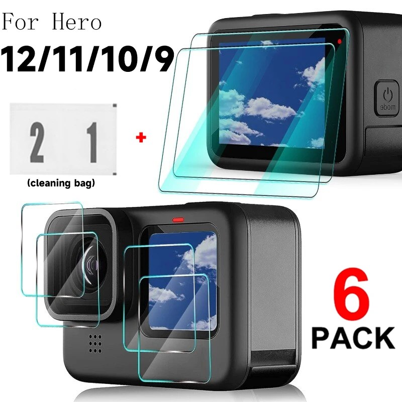 

6-1 шт. закаленное стекло для GoPro Hero12 11 10 9 черная Ультра прозрачная защитная пленка для HD экрана пленки против царапин для GoPro Hero 12