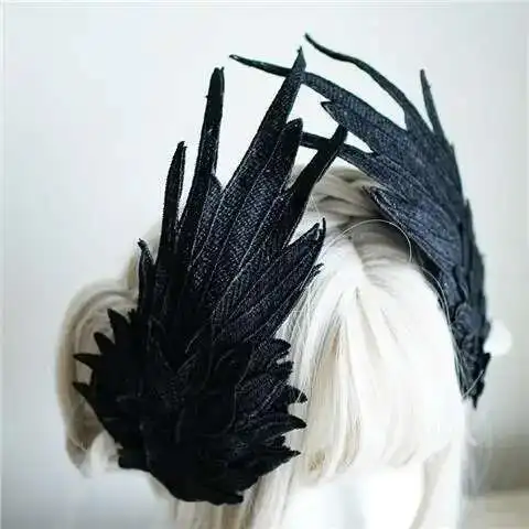 Feather Angel Wing Hair Clips Lolita Barrette Hairpin Lolita Anime Cosplay Hair Accessories Anime Halloween Black White Headwear