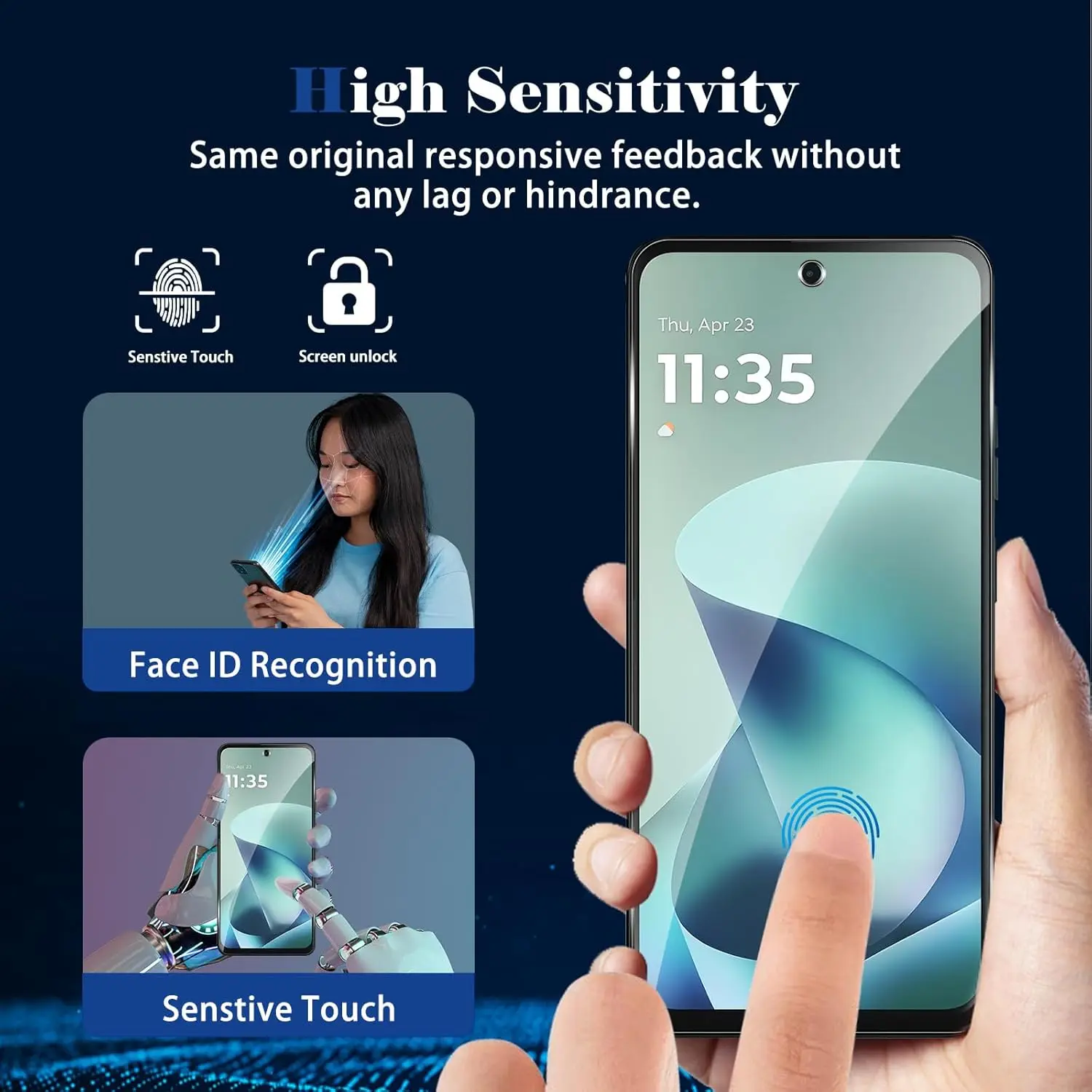 Tempered Glass HD 9H Clear Anti-Scratch Screen Protector, 6.72 inch, Case Friendly