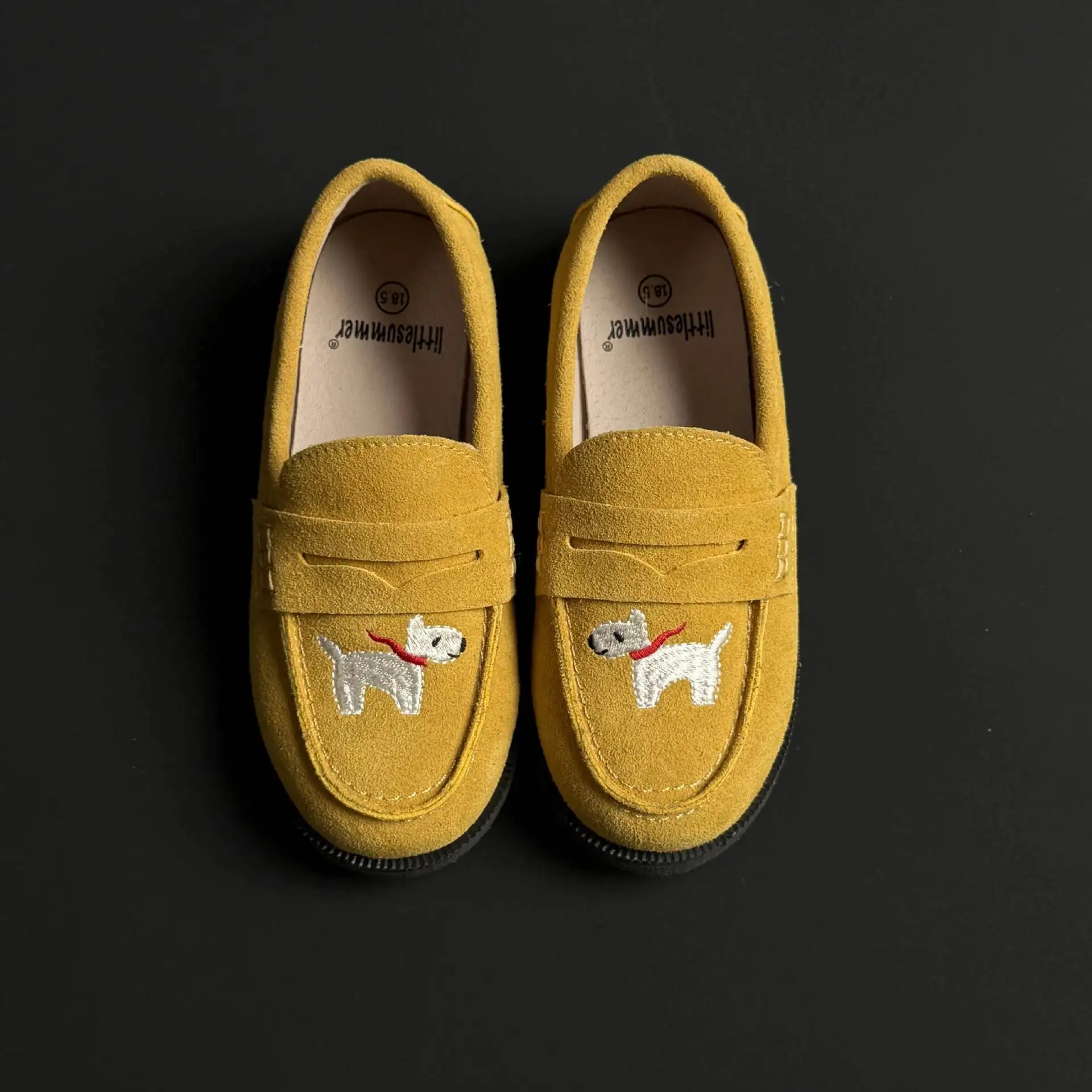 جلد طبيعي الفتيات أحذية من الجلد أزياء التطريز جرو...