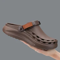 Sabots pour hommes sandales été trous respirant jardin maison sandales mode extérieur antidérapant semelle plage diapositives couleur unie pantoufles 2