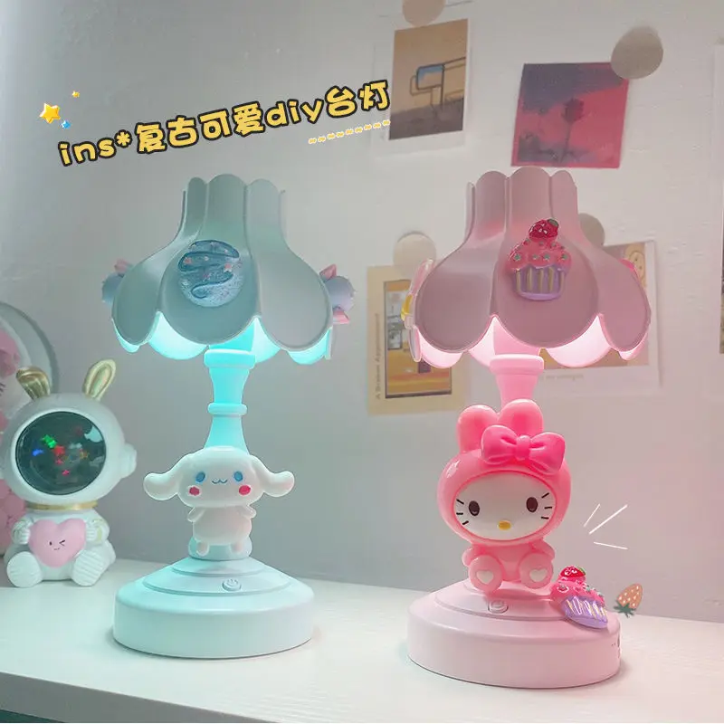 

Sanrio Hello Kitty Cinnamoroll Kawaii Anime School Multi-Color Night Light Cute Cartoon Student Desk Lamp Decoration Kids Toy