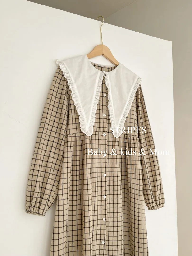 Family Matching Outfits Spring Autumn Shirt Plaid Baby Girl Cotton Romper Girl Dress Women Dress Mother Daughter Look Clothes - 4