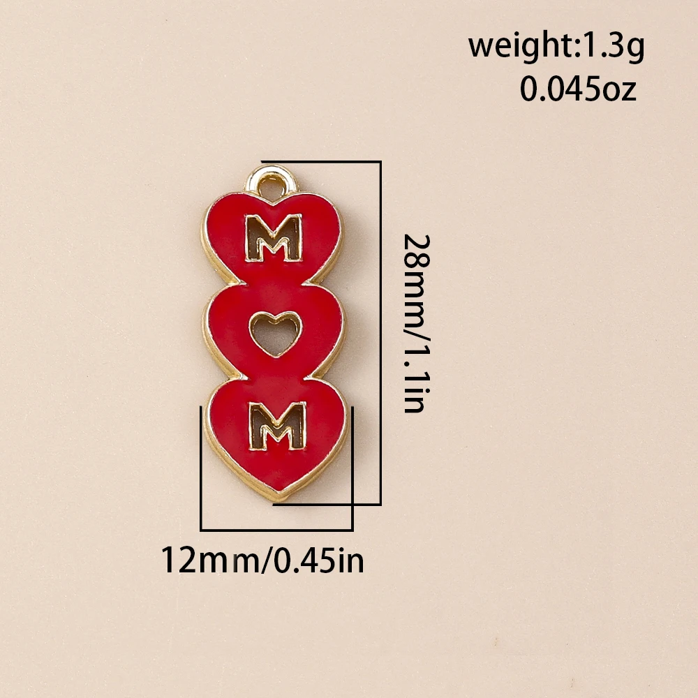 Leslie 10 Stück schöne Liebe Mama Herzen Charms Muttertag Blumen Anhänger für handgemachte Halskette Armband Schmuckherstellung DIY Handwerk – Detail 7