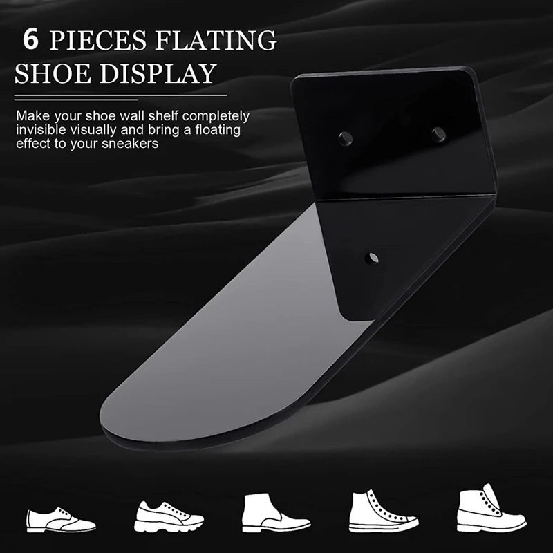 6 Pack Floating Shoe Shelves,Acrylic Wall Mounted Shoe Display Shelves,For Display Collectible Shoe&Sneaker 5