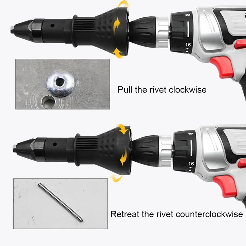 Riveting Drill Adapter Electric Pull Rivet Nut Gun Conversion Adapter Cordless Rivet Adaptor Nut Tools Riveting Drill