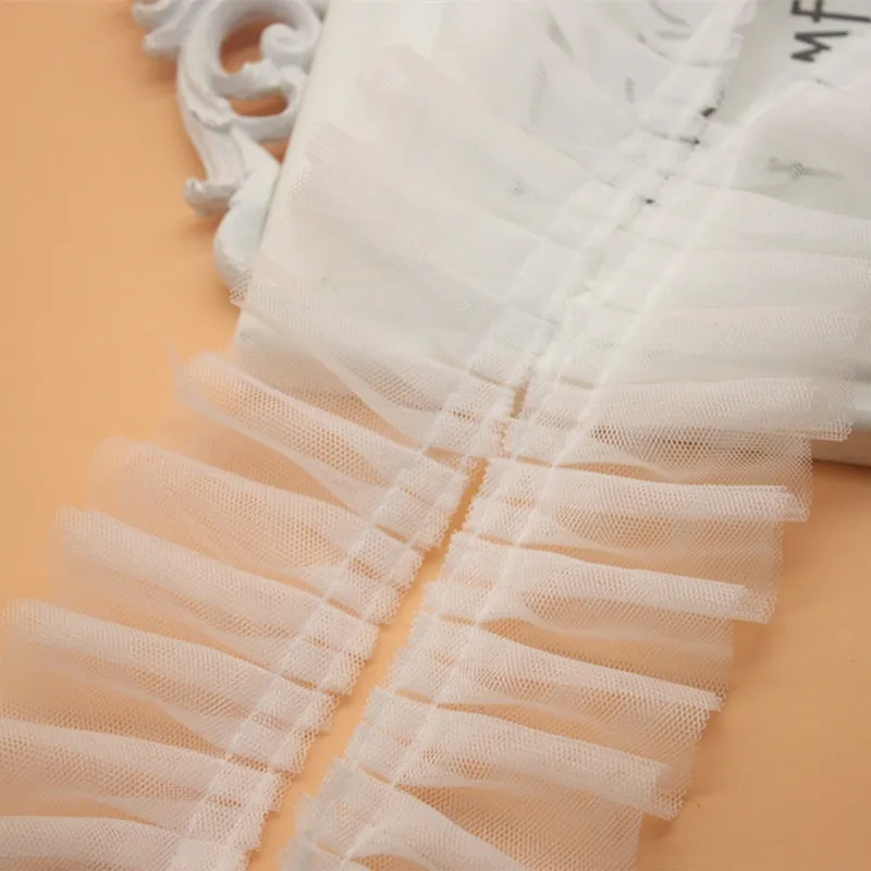 

30yards 5cm 9colors mesh lace Ruffle double Lace Trim Ribbon Pleated Tape Dress Doll and girl dress Clothes