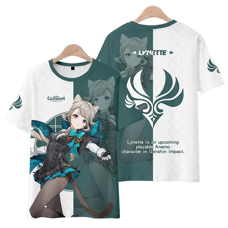 Genshin Impact 3D Print T Shirt Women Men Summer O-neck Short Sleeve Funny Tshirt Graphic Tees Lynette Lyney Cosplay Costume