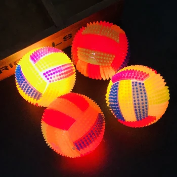 Light up Dog Ball Glow in The Dark Dog Squeaky Toy Non-Toxic Puppy Chew Toys Bounce Activated Squeaky Durable Dogs Cats Balls 2