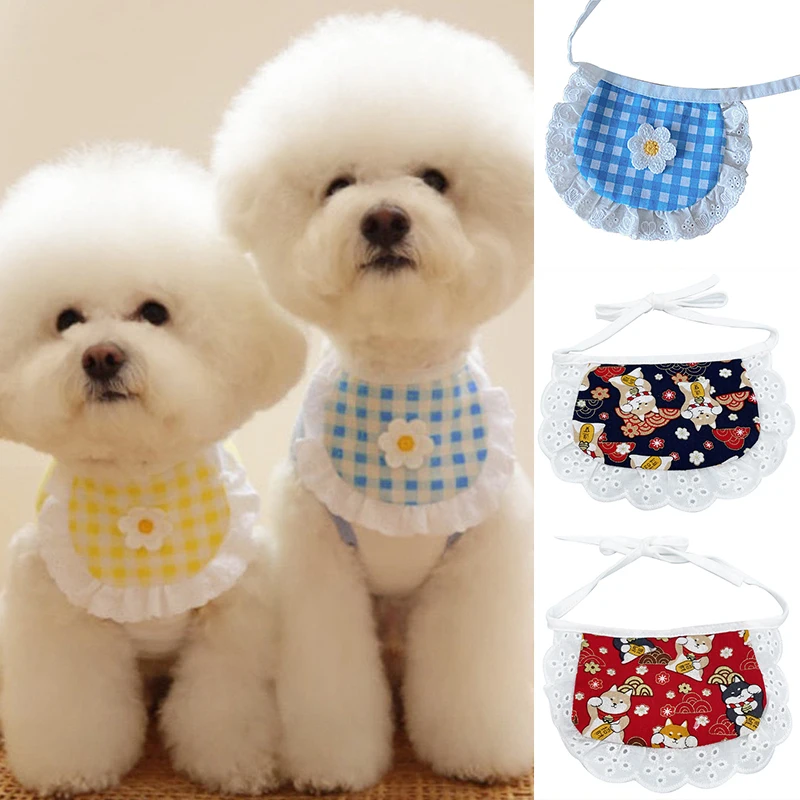 

Fashion Plaid Flower Pet Scarf Dog Saliva Scarf Scarf Dog Bib Cat Puppy Cute Cat Bib Pet Kitten Accessories Dog Collar