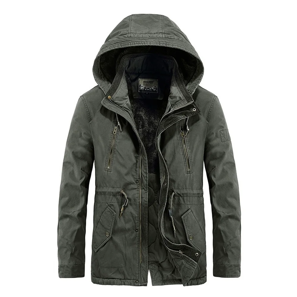 Men's Outdoor Jacket Detachable Hood Casaul Autumn Winter Military Hooded Parka Fleece Lined Thicken Warm Coat sweatshirt jacket down jacket puffer jacket cotton jacket parka coat parkas coat men bomber jacket