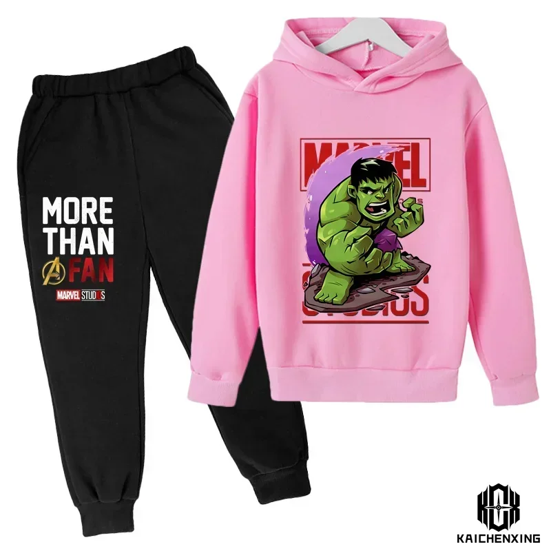 Sudadera con capucha de Hulk para niños, chándal para niño y niña, conjunto de ropa de sudadera para primavera, otoño e invierno, pantalones con capucha de superhéroes de Marvel, traje para niños