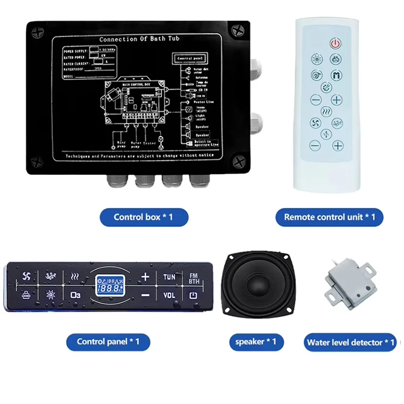 220V Black Massage Bathtub Controller SPA Bathtub Control Panel Digital Display Screen Thermostat Temperature Control Bluetooth