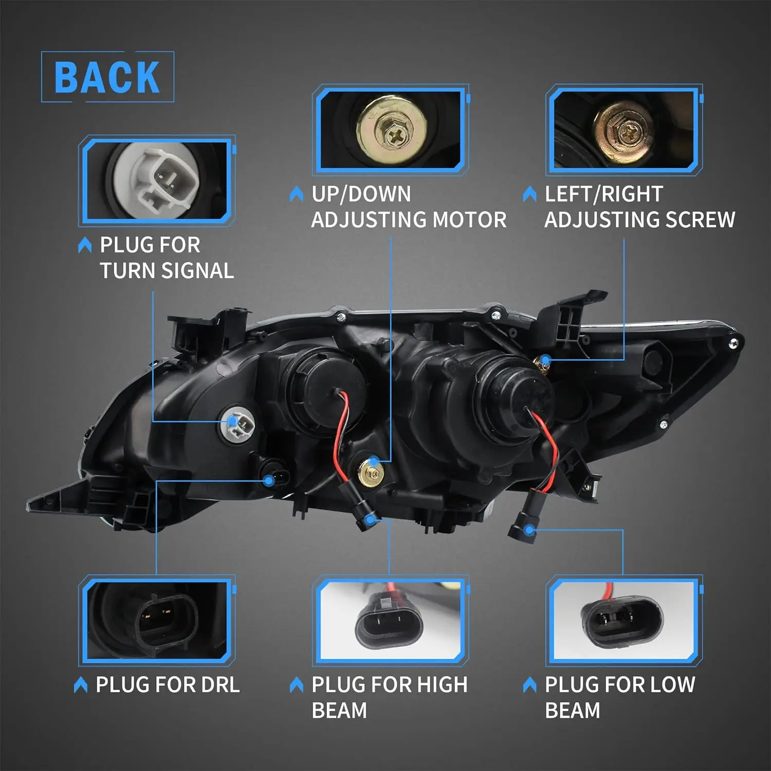 Juego De Faros Delanteros Para Toyota Corolla 2011-2013 - Carcasa Negra, Lente Transparente, Estilo Europeo (Izquierdo + Derecho)